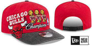 Bulls TROPHY CHAMPS SNAPBACK Red-Black Hat by New Era