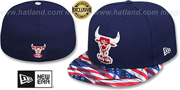 Bulls USA WAVING-FLAG Navy Fitted Hat by New Era