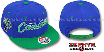 Canucks 2T HEADLINER SNAPBACK Royal-Green Hat by Zephyr