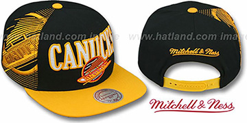 Canucks LASER-STITCH SNAPBACK Black-Gold Hat by Mitchell and Ness