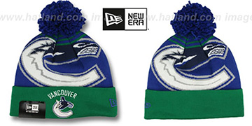 Canucks LOGO WHIZ Royal-Green Knit Beanie Hat by New Era