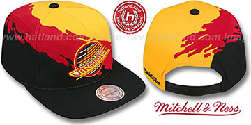 Canucks PAINTBRUSH SNAPBACK Gold-Red-Black Hat by Mitchell and Ness