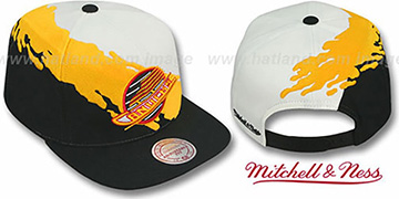 Canucks PAINTBRUSH SNAPBACK White-Gold-Black Hat by Mitchell and Ness