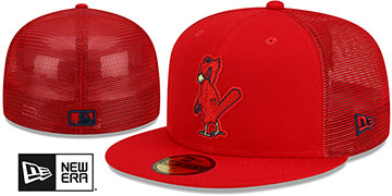 Cardinals 2022-23 BATTING PRACTICE TRUCKER Red Fitted Hat by New Era