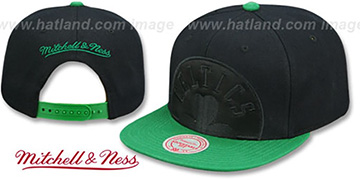 Celtics 'CROPPED SATIN SNAPBACK' Black-Green Adjustable Hat by Mitchell and Ness