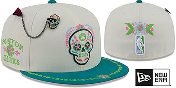 Celtics DAY OF THE DEAD Stone-Teal Fitted Hat by New Era