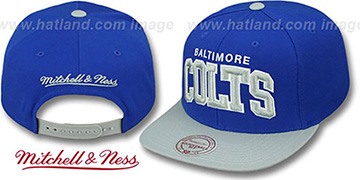 Colts BLOCK-ARCH SNAPBACK Royal-Grey Hat by Mitchell and Ness