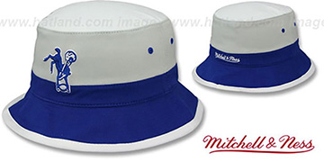 Colts COLOR-BLOCK BUCKET White-Grey-Royal Hat by Mitchell and Ness