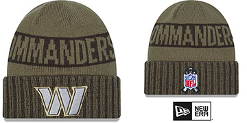 Commanders 2025 SALUTE-TO-SERVICE Olive Knit Beanie Hat by New Era