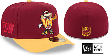 Commanders NFL CARTOON  A-FRAME Burgundy-Gold Fitted Hat by New Era
