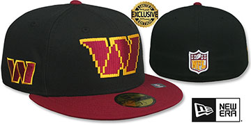 Commanders NFL PIXELATED Black-Burgundy Fitted Hat by New Era