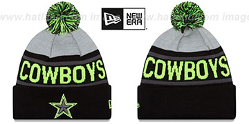 Cowboys BIGGEST FAN Black-Lime Knit Beanie Hat by New Era