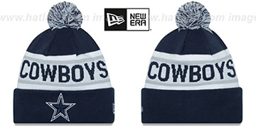Cowboys BIGGEST FAN Navy-Grey Knit Beanie Hat by New Era