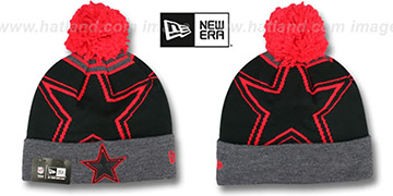 Cowboys LOGO WHIZ Black-Grey-Red Knit Beanie Hat by New Era