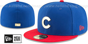 Cubs GOLDEN-BADGE Royal-Red Fitted Hat by New Era