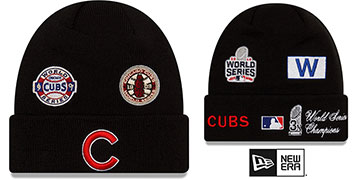 Cubs WORLD SERIES ELEMENTS Black Knit Beanie Hat by New Era