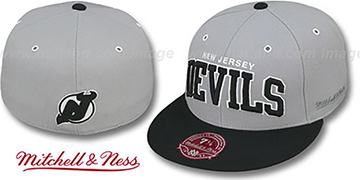 Devils 2T XL-WORDMARK Grey-Black Fitted Hat by Mitchell and Ness