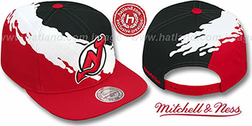 Devils PAINTBRUSH SNAPBACK Black-White-Red Hat by Mitchell and Ness
