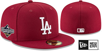 Dodgers 2025 WORLD SERIES Burgundy-White Fitted Hat by New Era