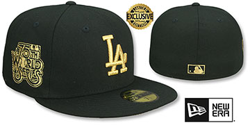 Dodgers 75TH WORLD SERIES GOLD-BOTTOM Black Fitted Hat by New Era