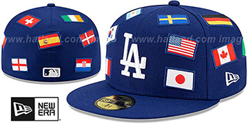 Dodgers ALL-OVER COUNTRY FLAGS Royal Fitted Hat by New Era