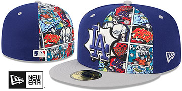 Dodgers COMIC HERO Royal-Grey Fitted Hat by New Era