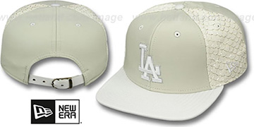 Dodgers FISHSCALE LEATHER STRAPBACK Hat by New Era