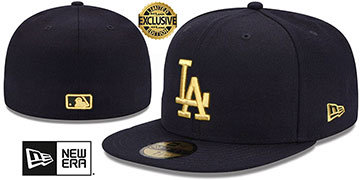 Dodgers GOLD-METALLIC Black Fitted Hat by New Era