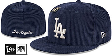 Dodgers LETTERMAN PIN CORDUROY Navy Fitted Hat by New Era