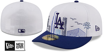 Dodgers PRE-CURVED SKYLINE White-Royal Fitted Hat by New Era