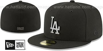 Dodgers SLEEKED BLACK METAL-BADGE Black Fitted Hat by New Era