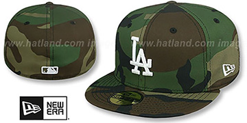 Dodgers TEAM-BASIC Army Camo-White Fitted Hat by New Era