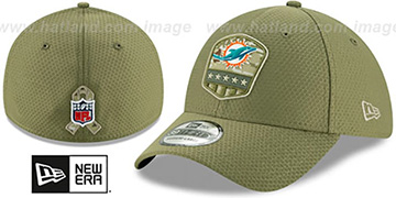 Dolphins 2019 SALUTE-TO-SERVICE FLEX Olive Hat by New Era