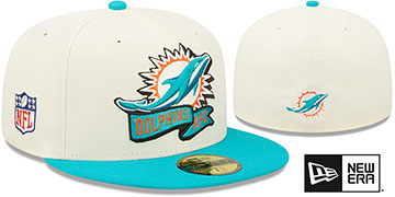 Dolphins 2022 NFL SIDELINE Cream-Aqua Fitted Hat by New Era