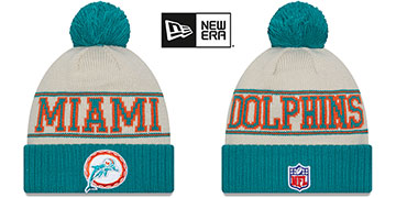 Dolphins 2023 HISTORIC SIDELINE Knit Beanie Hat by New Era