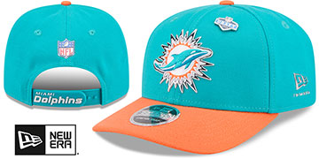 Dolphins 2026 PRECURVED NFL DRAFT STRETCH-SNAP Aqua-Orange Hat by New Era