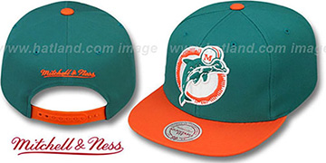 Dolphins 2T XL-LOGO SNAPBACK 2 Aqua-Orange Adjustable Hat by Mitchell and Ness
