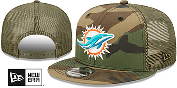 Dolphins ARMY CAMO TRUCKER Hat by New Era