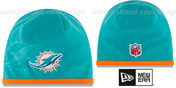 Dolphins TECH-KNIT STADIUM Aqua-Orange Knit Beanie Hat by New Era