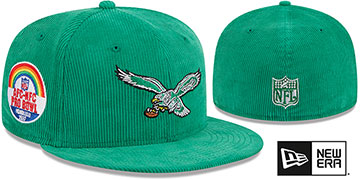 Eagles OLD SCHOOL CORDUROY SIDE-PATCH Kelly Fitted Hat by New Era