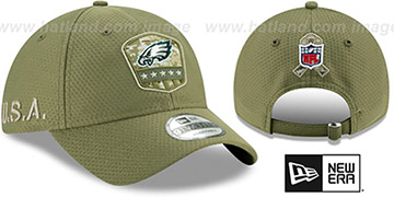 Eagles 2019 SALUTE-TO-SERVICE STRAPBACK Olive Hat by New Era