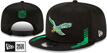 Eagles 2021 NFL THROWBACK SIDELINE SNAPBACK Black Hat by New Era