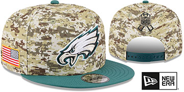 Eagles 2025 SALUTE-TO-SERVICE SNAPBACK Desert Storm-Green Hat by New Era