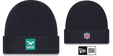 Eagles 2025 THROWBACK NFL SIDELINE Black Knit Beanie Hat by New Era