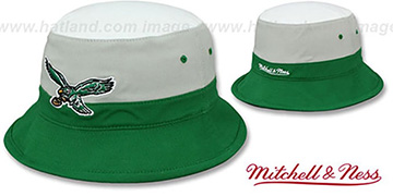 Eagles COLOR-BLOCK BUCKET White-Grey-Green Hat by Mitchell and Ness