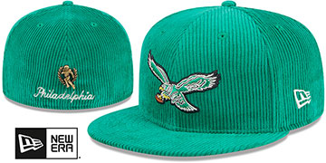 Eagles LETTERMAN PIN CORDUROY Kelly Fitted Hat by New Era