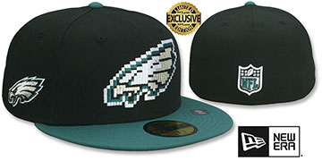 Eagles NFL PIXELATED Black-Green Fitted Hat by New Era