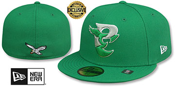 Eagles THROWBACK NFL LIGATURE Green Fitted Hat by New Era
