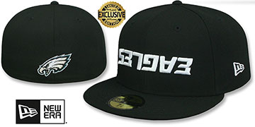 Eagles UPSIDE DOWN WORDMARK Black Fitted Hat by New Era