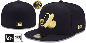 Expos GOLD-METALLIC Black Fitted Hat by New Era